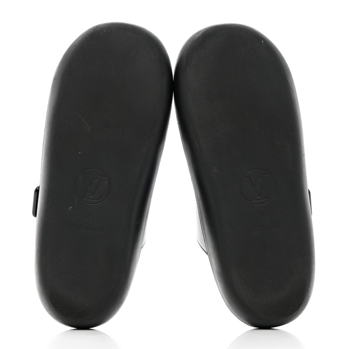 Monogram Sunbath Flat Mule Sandals 38 Black