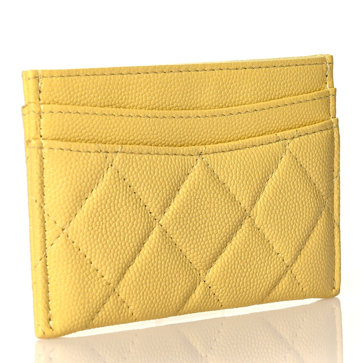 Chanel Caviar Quilted Card Holder Yellow 3 of 10