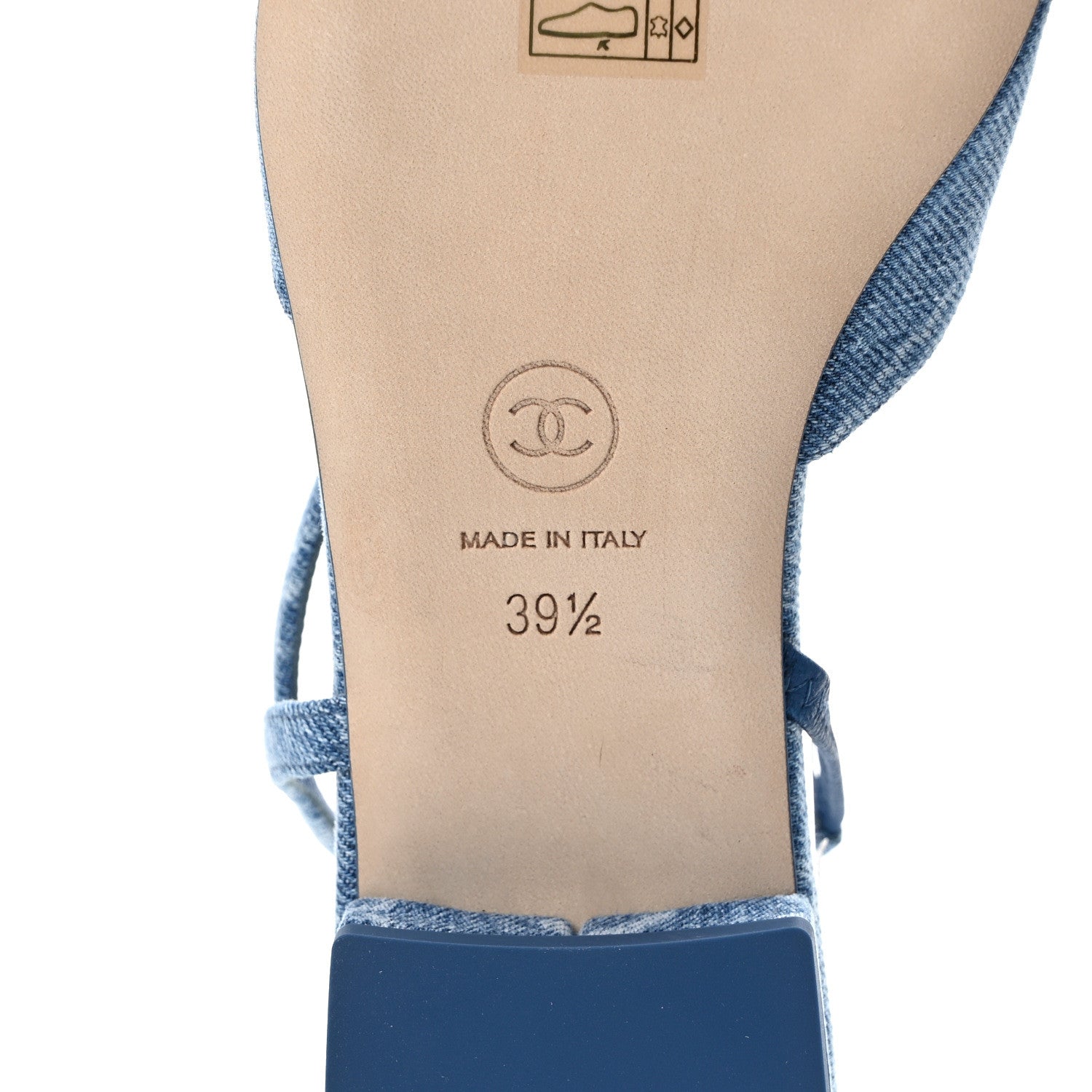 Chanel Denim Printed Denim Mood Cap Toe CC Slingback Flats 39.5 Light Blue Multicolor 6 of 9