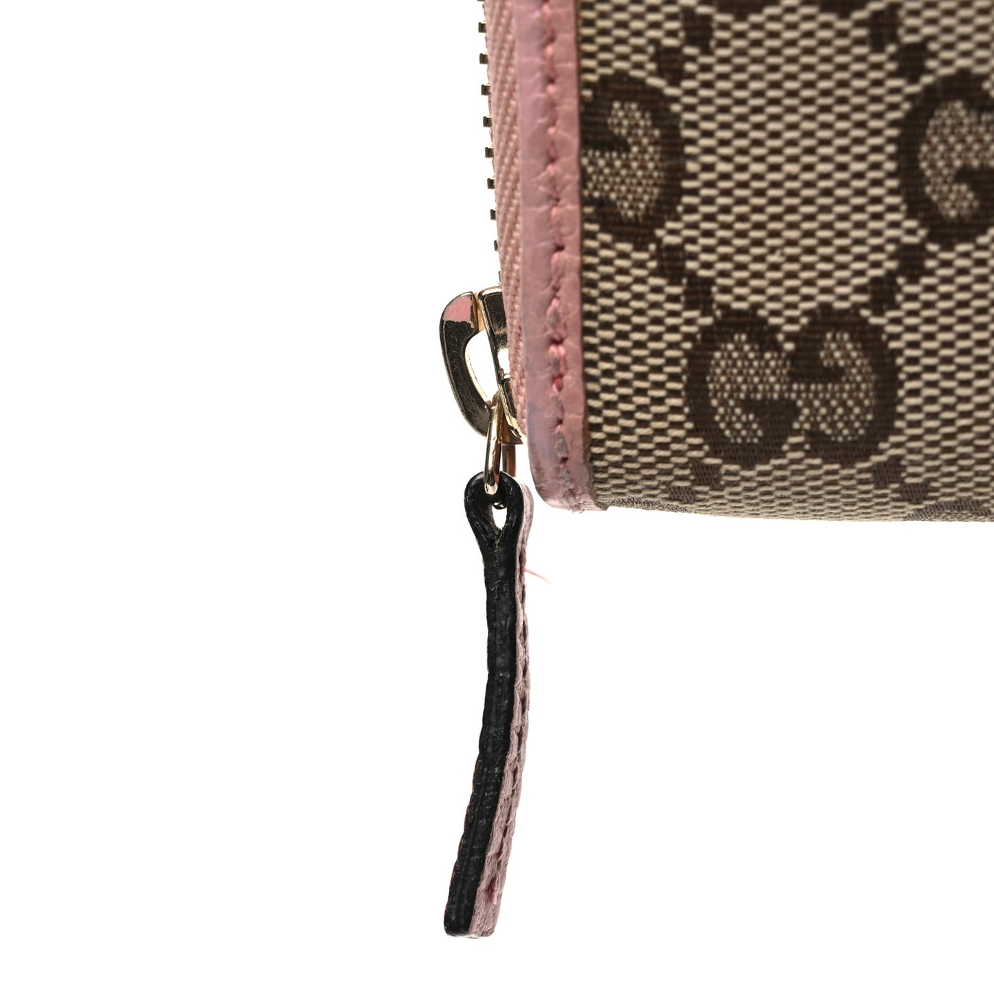 Monogram Dollar Calfskin Zip Around Wallet Beige Ebony Soft Pink