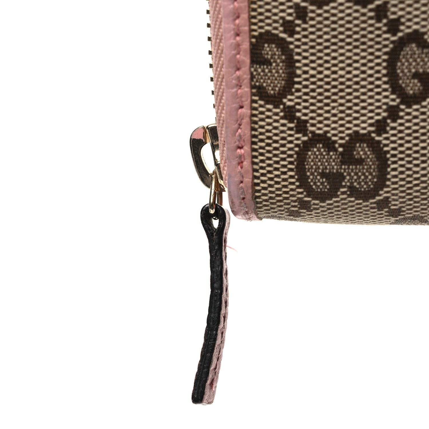 Gucci Monogram Dollar Calfskin Zip Around Wallet Beige Ebony Soft Pink 8 of 9