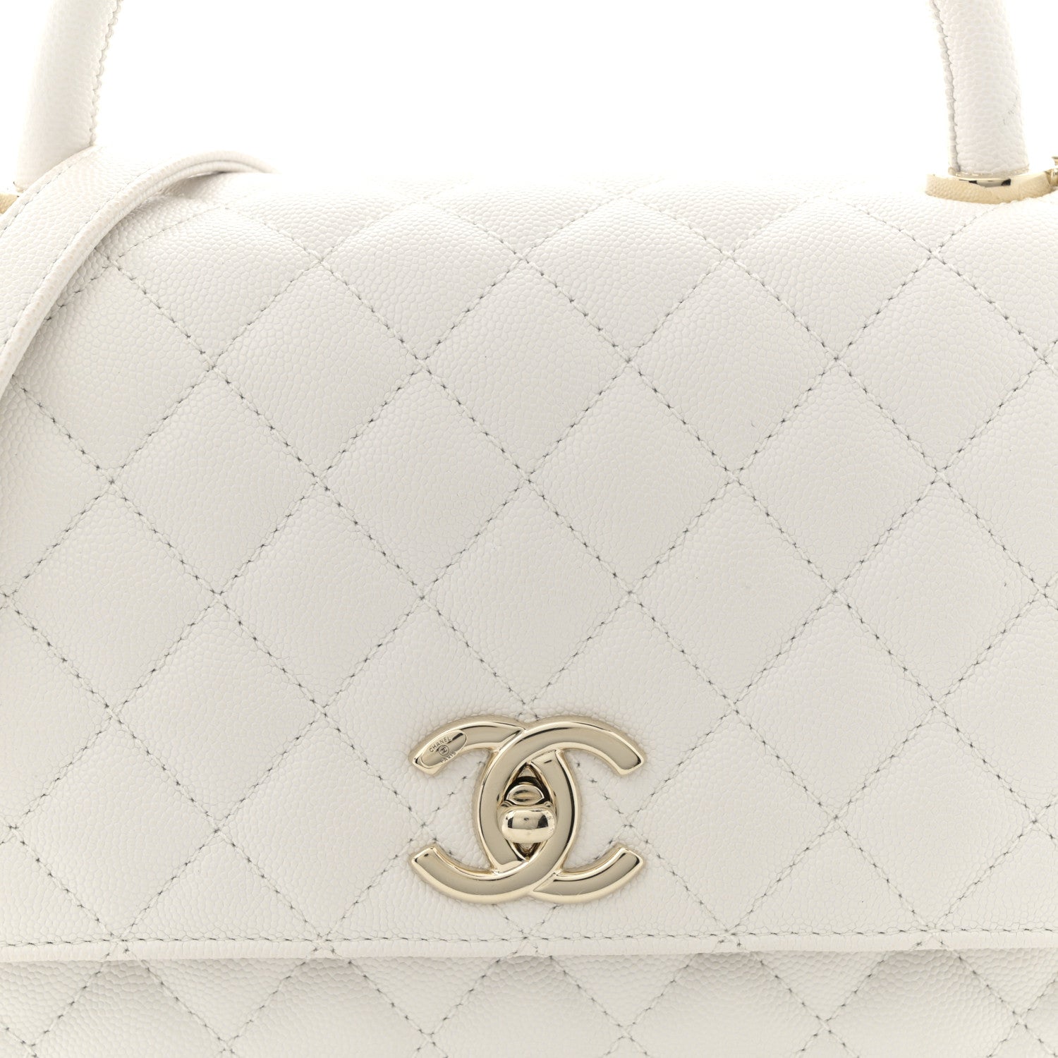 Chanel Caviar Quilted Small Coco Handle Flap White 8 of 12
