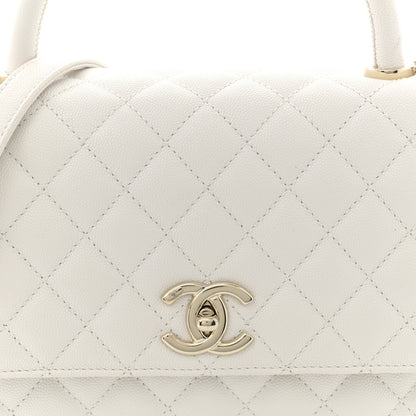 Chanel Caviar Quilted Small Coco Handle Flap White 8 of 12