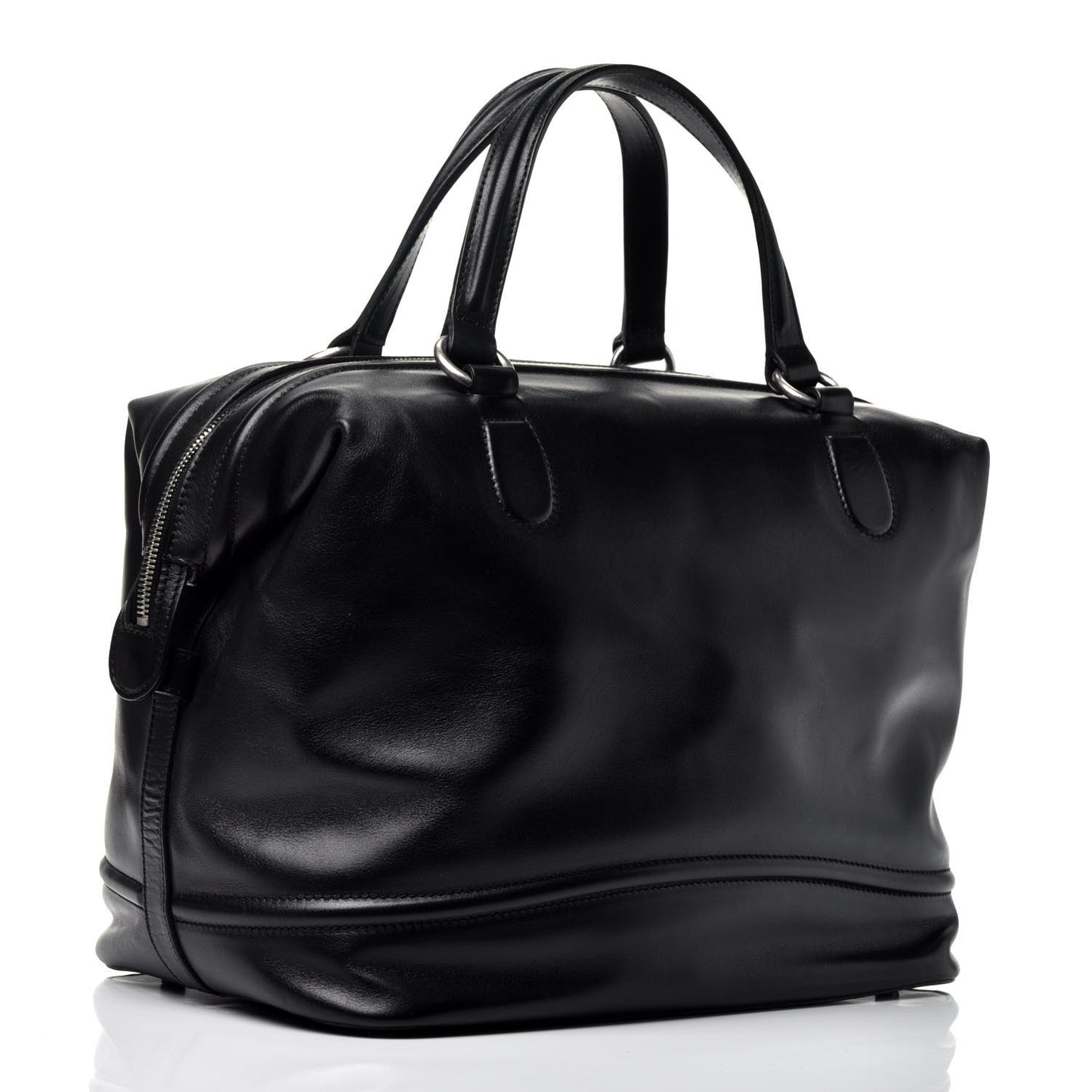 Smooth Calfskin Country Ride Bowler Tote Black