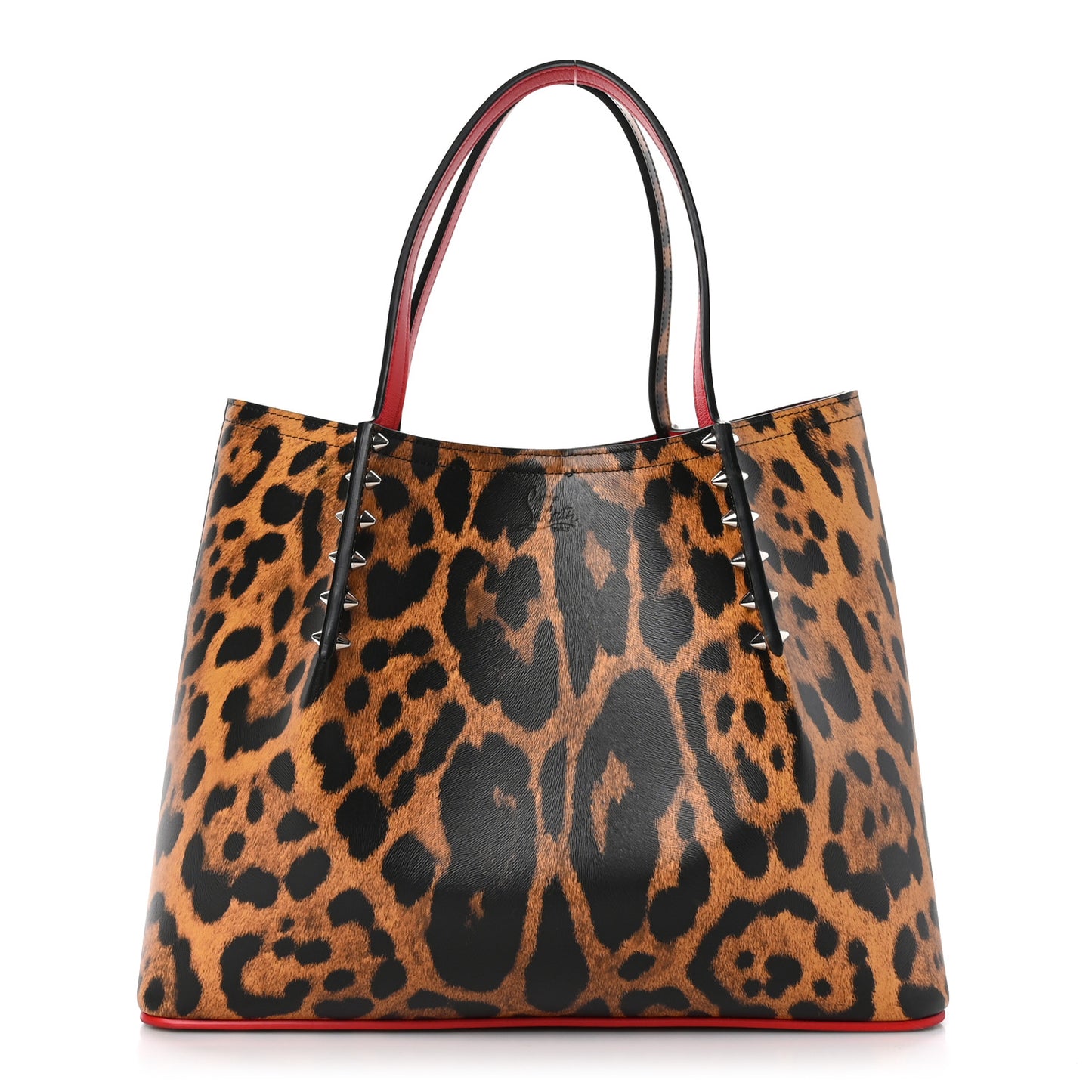 Calfskin Empire Leopard Print Spiked Cabarock Shopper Tote Spicy