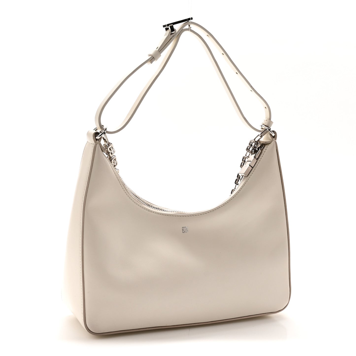 Smooth Calfskin Small Moon Cut Out Shoulder Bag Ivory