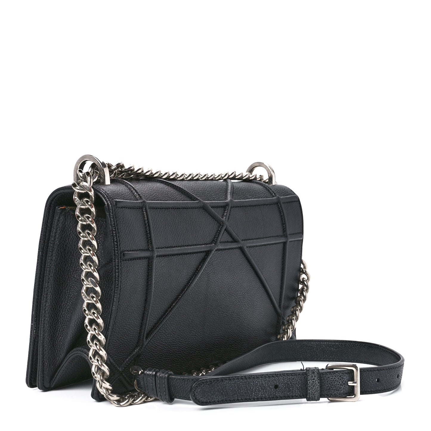 Grained Calfskin Medium Diorama Flap Bag Black