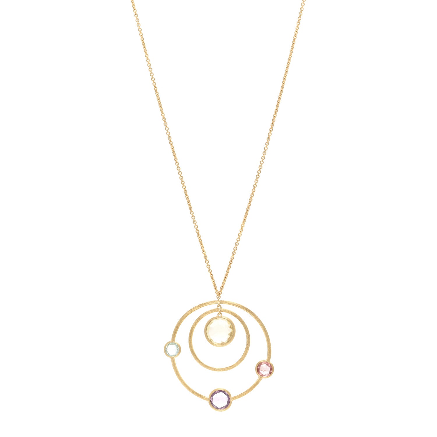 Marco Bicego 18K Yellow Gold Amethyst Citrine Rubellite Blue Topaz Jaipur Circle Pendant Necklace 1 of 4