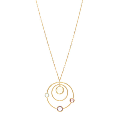 Marco Bicego 18K Yellow Gold Amethyst Citrine Rubellite Blue Topaz Jaipur Circle Pendant Necklace 1 of 4