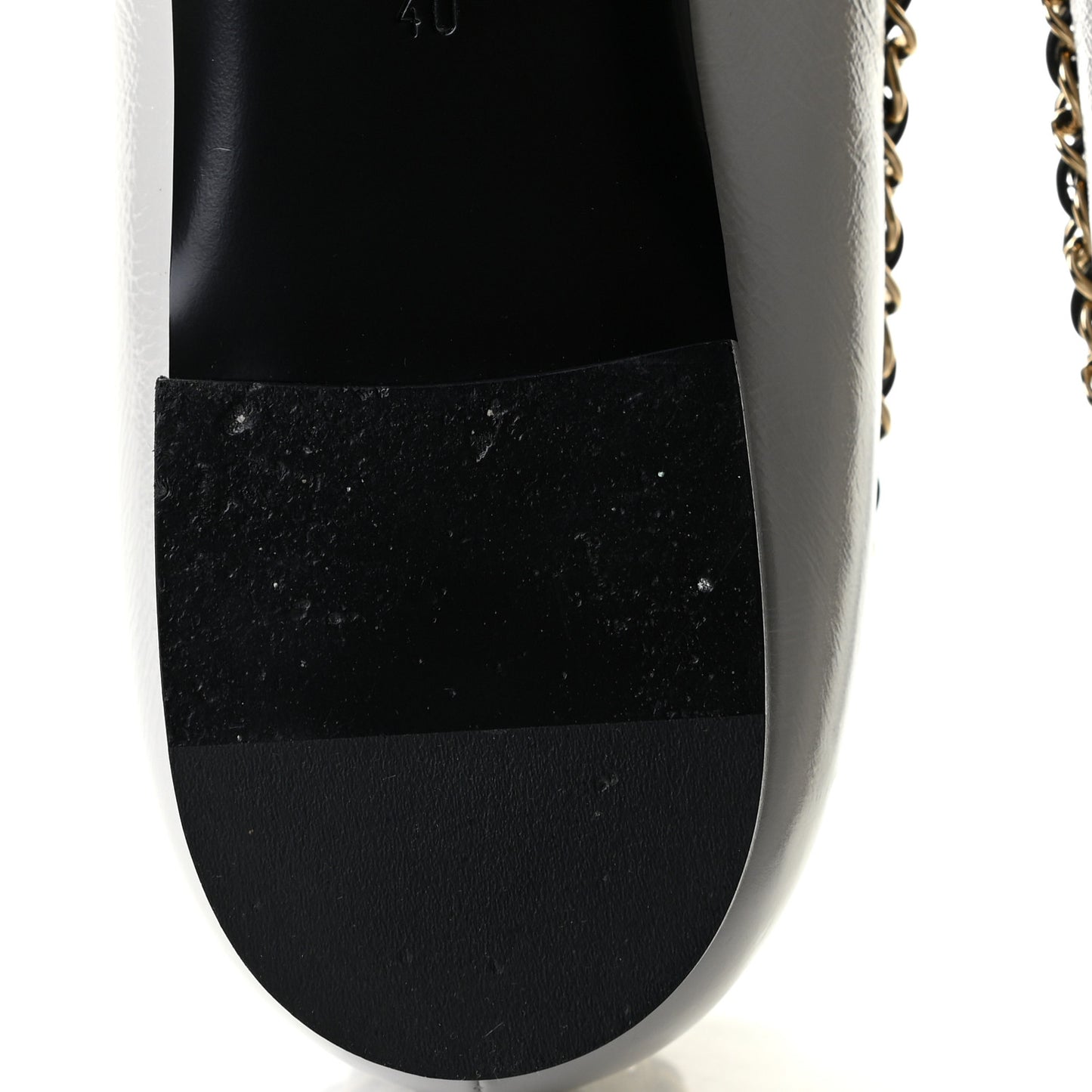 Lambskin Grosgrain Chain Cap Toe Flats 40 Grey Black