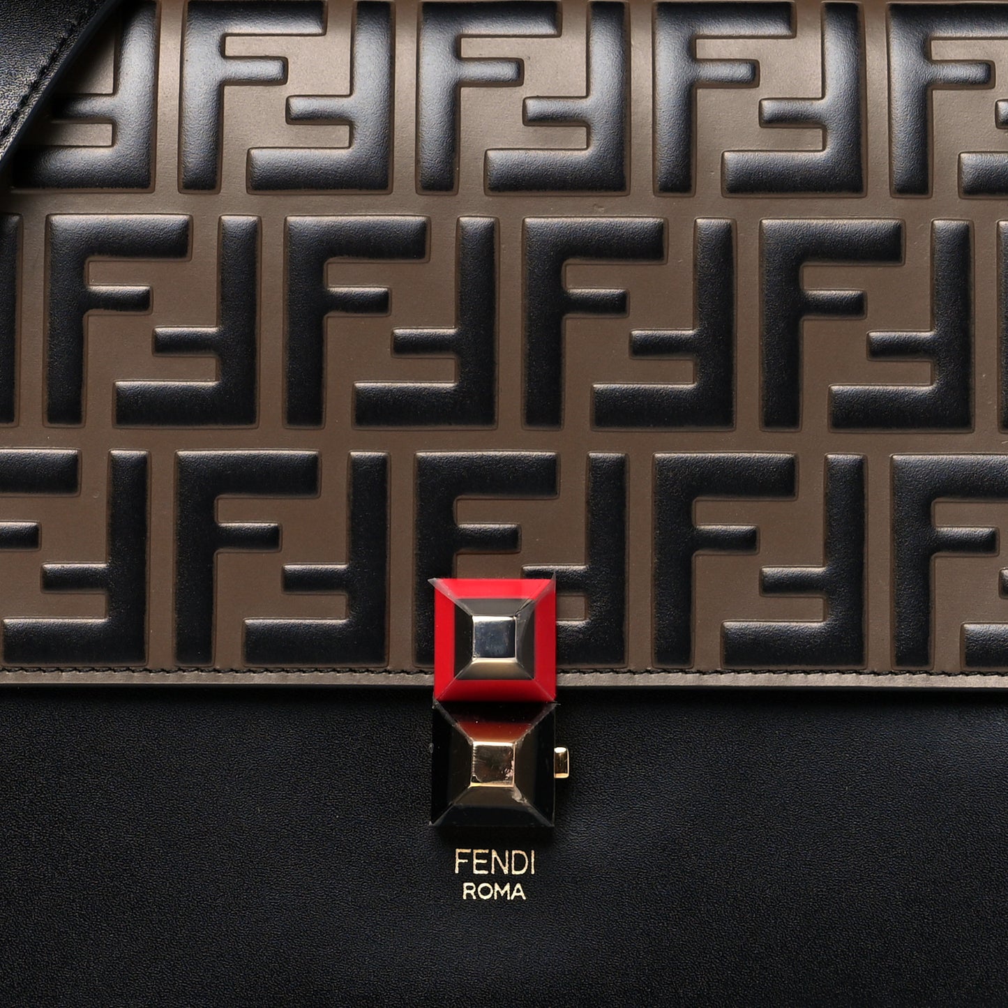 Vitello Liberty Bi-Color FF 1974 Embossed Kan I Shoulder Bag Black Maya