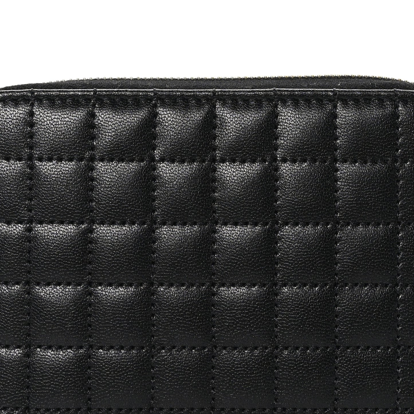 Calfskin Quilted C Charm Wallet Black
