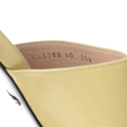 Gucci Patent Lexi Horsebit Mid-Heel Slide Sandals 40 Burro 9 of 10