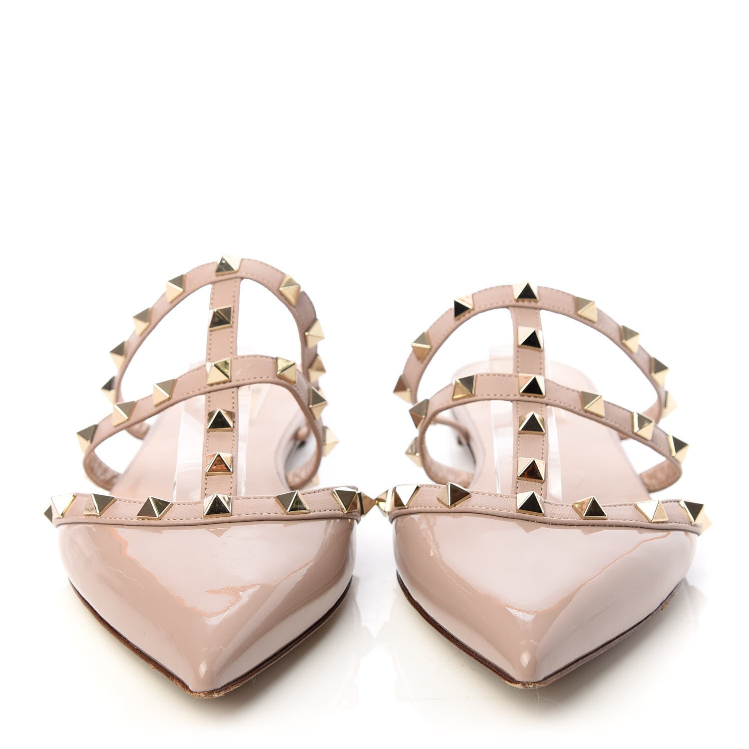 Valentino Garavani Patent Rockstud Flat Cage Mules 39 Poudre 2 of 11