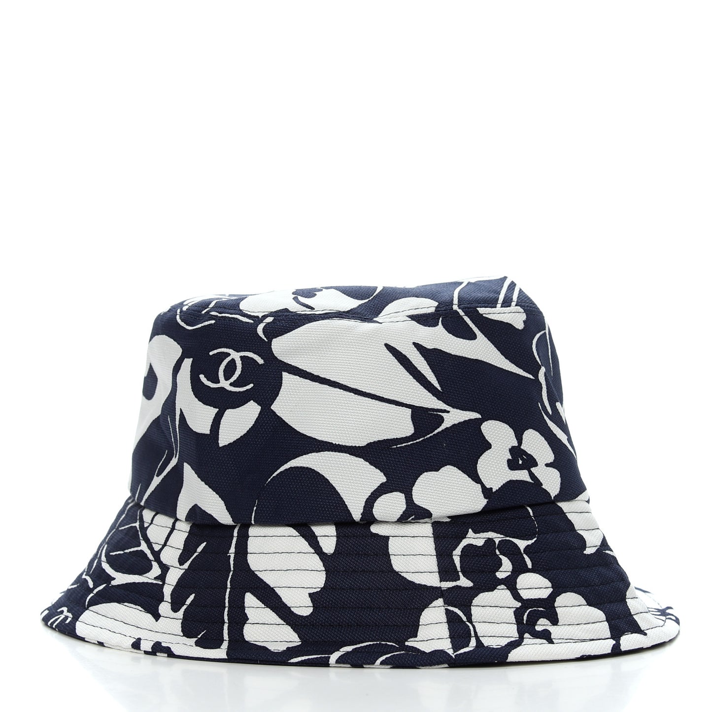 Cotton Canvas Bucket Hat M Navy Ivory