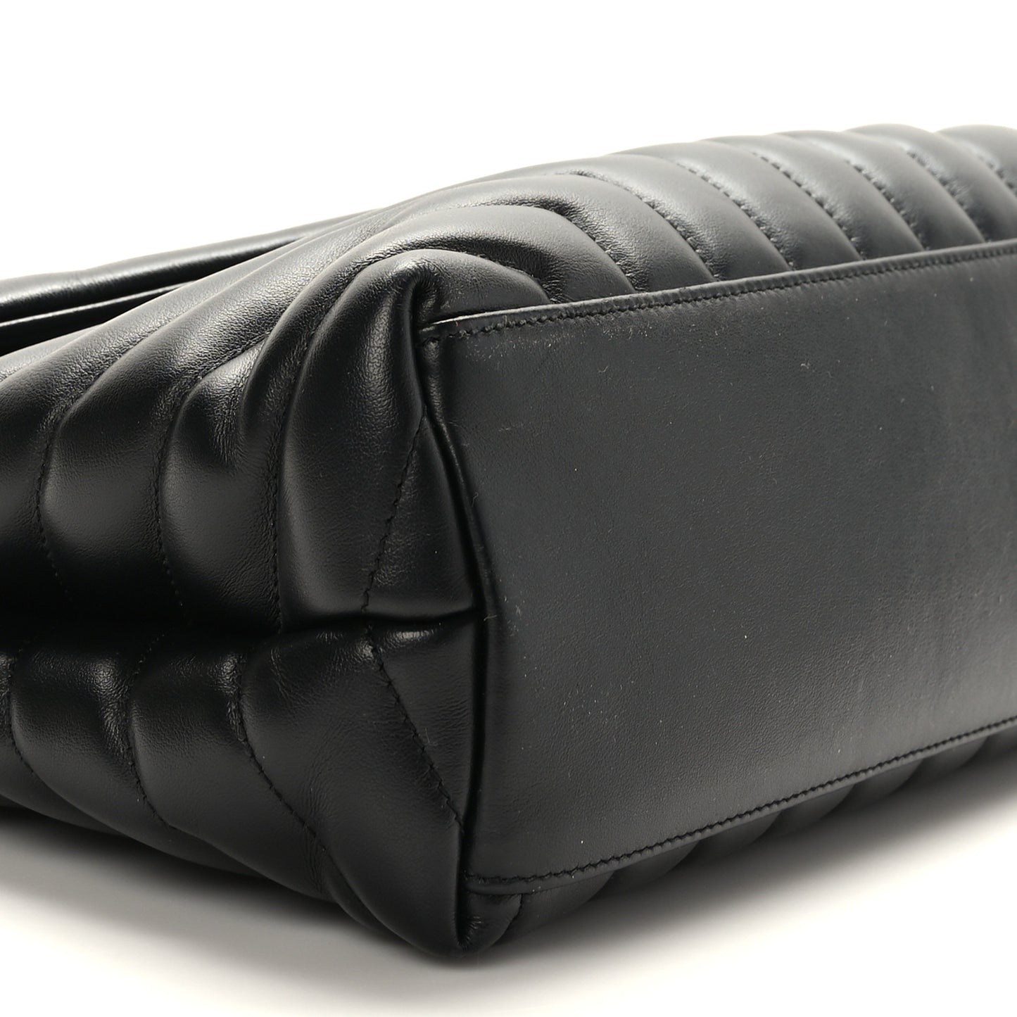 Calfskin Y Quilted Monogram Monochrome Medium Loulou Chain Satchel Black