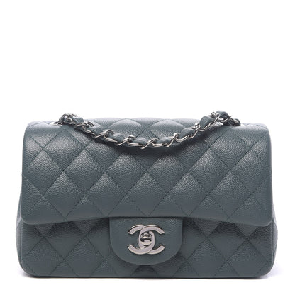 Chanel Caviar Quilted Mini Rectangular Flap Dark Green 1 of 10