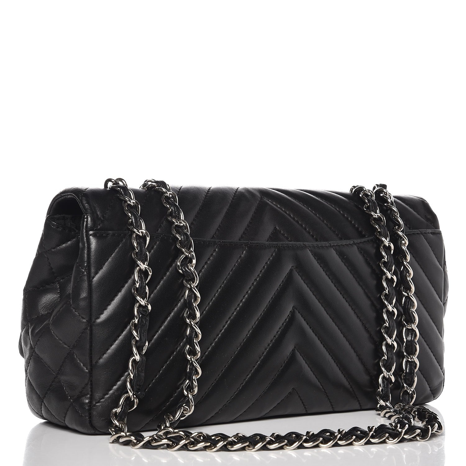 Chanel Lambskin Chevron Quilted Large Surpique Flap Black 3 of 13
