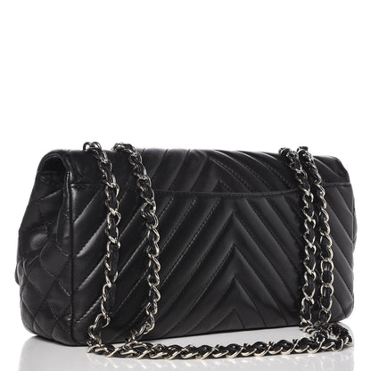 Chanel Lambskin Chevron Quilted Large Surpique Flap Black 3 of 13