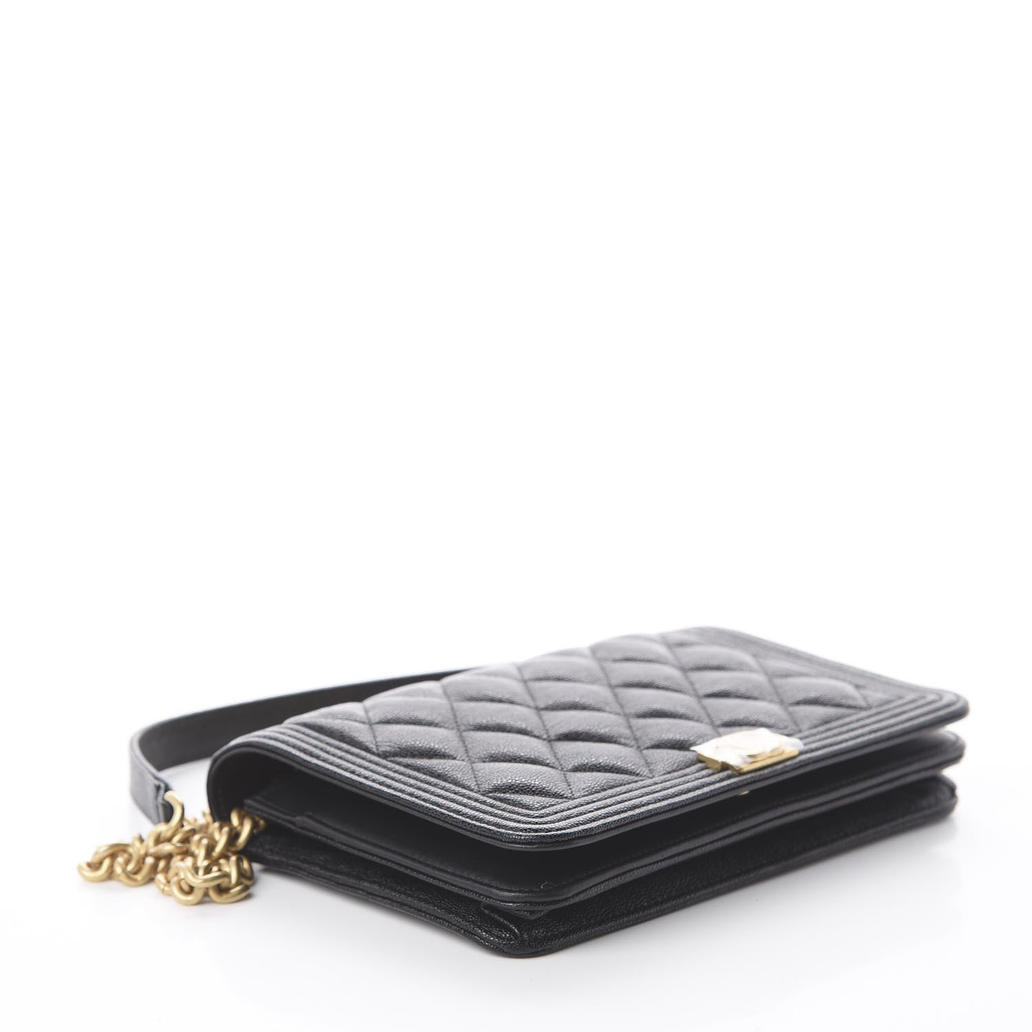 Chanel Caviar Quilted Boy Wallet On Chain WOC Black 3 of 11
