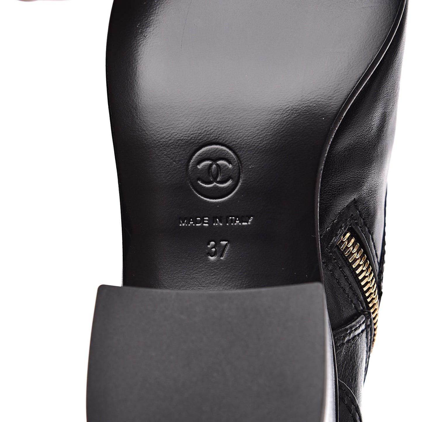 Calfskin Patent Cap Toe CC Lace Up Boots 37 Black