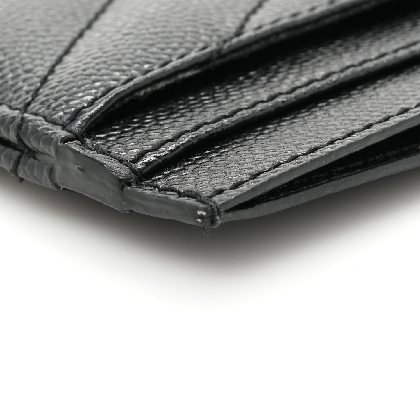 Grain De Poudre Matelasse Chevron Monochrome Monogram Credit Card Case Black