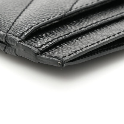 Saint Laurent Grain De Poudre Matelasse Chevron Monochrome Monogram Credit Card Case Black 11 of 11