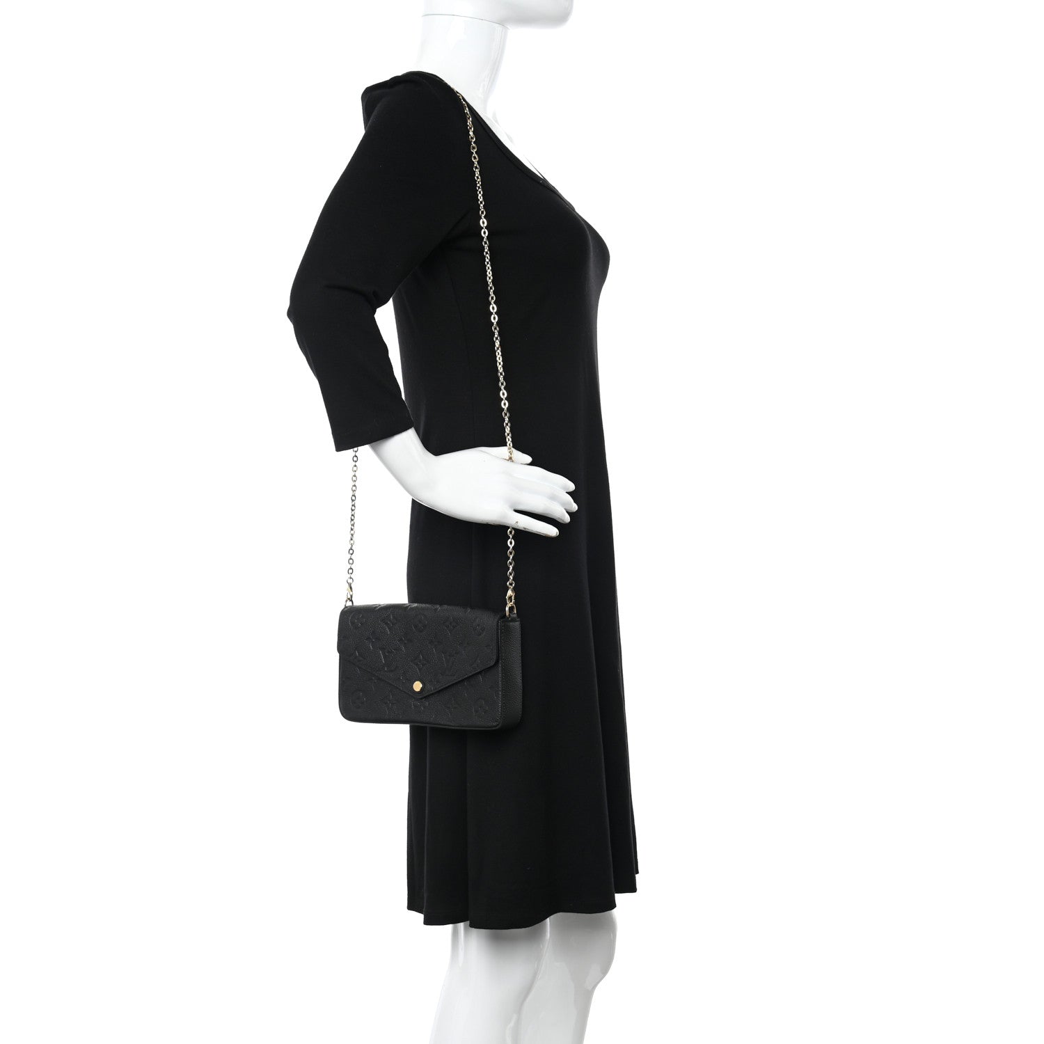 Louis Vuitton Empreinte Pochette Felicie Chain Wallet Black 2 of 10