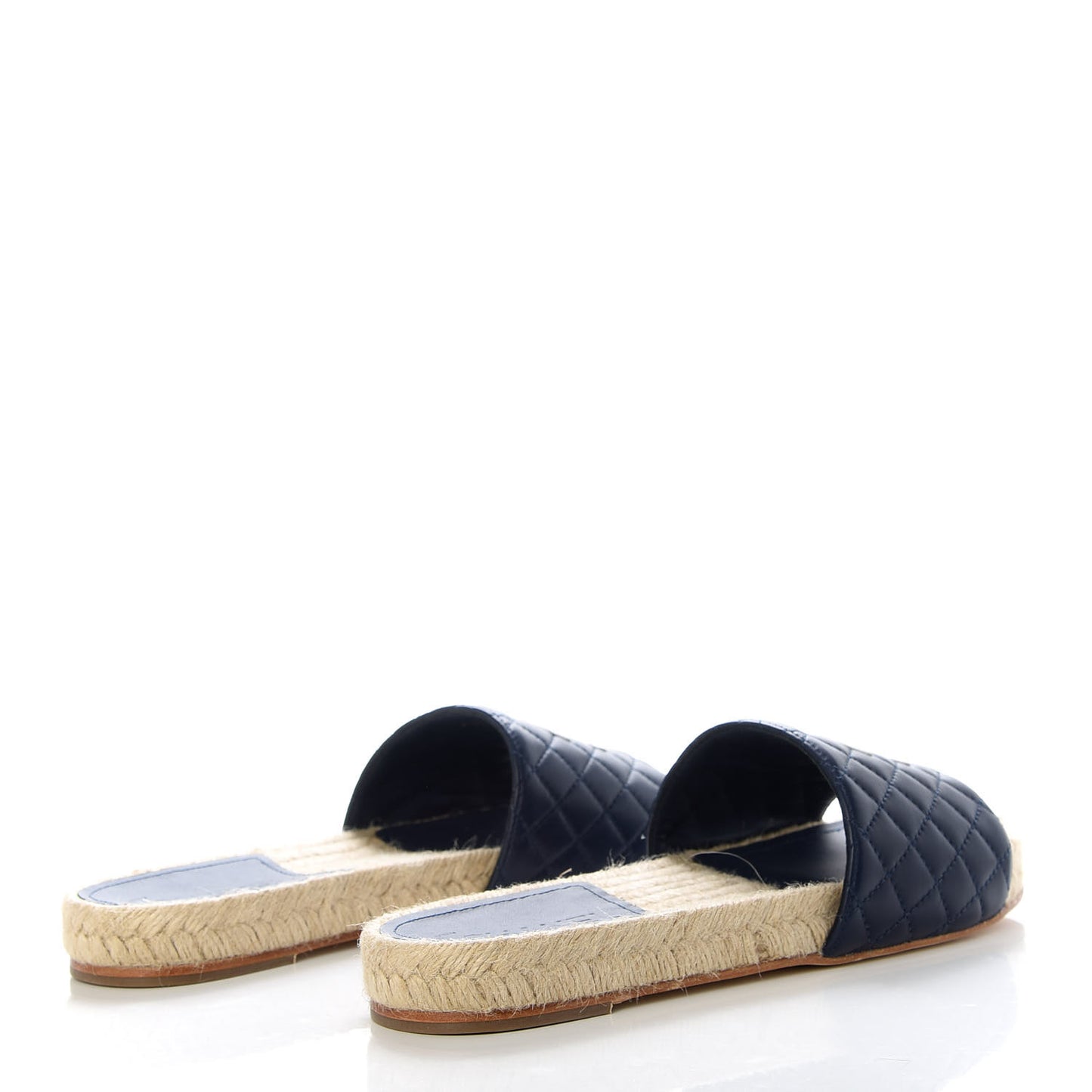 Lambskin Quilted CC Espadrille Slip On Sandals 41 Navy