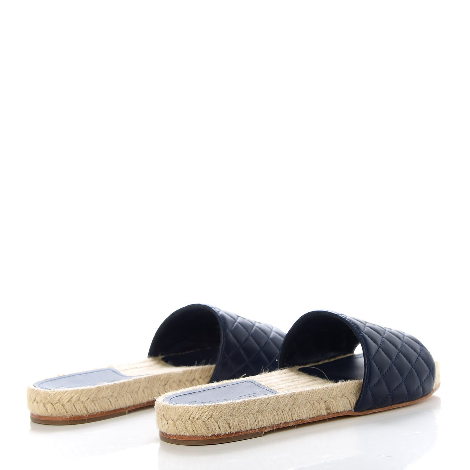 Chanel Lambskin Quilted CC Espadrille Slip On Sandals 41 Navy 4 of 10