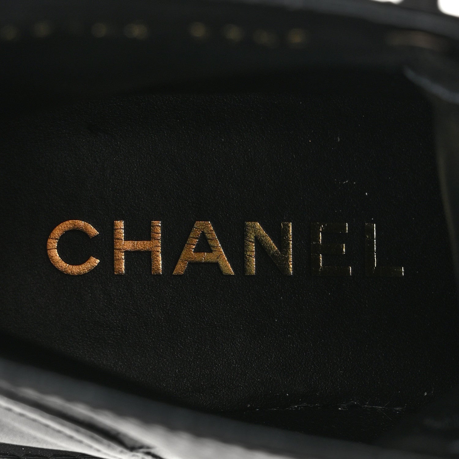Chanel Grained Calfskin Shiny Calfskin CC Lace Up Combat Boots 37.5 Black 7 of 9