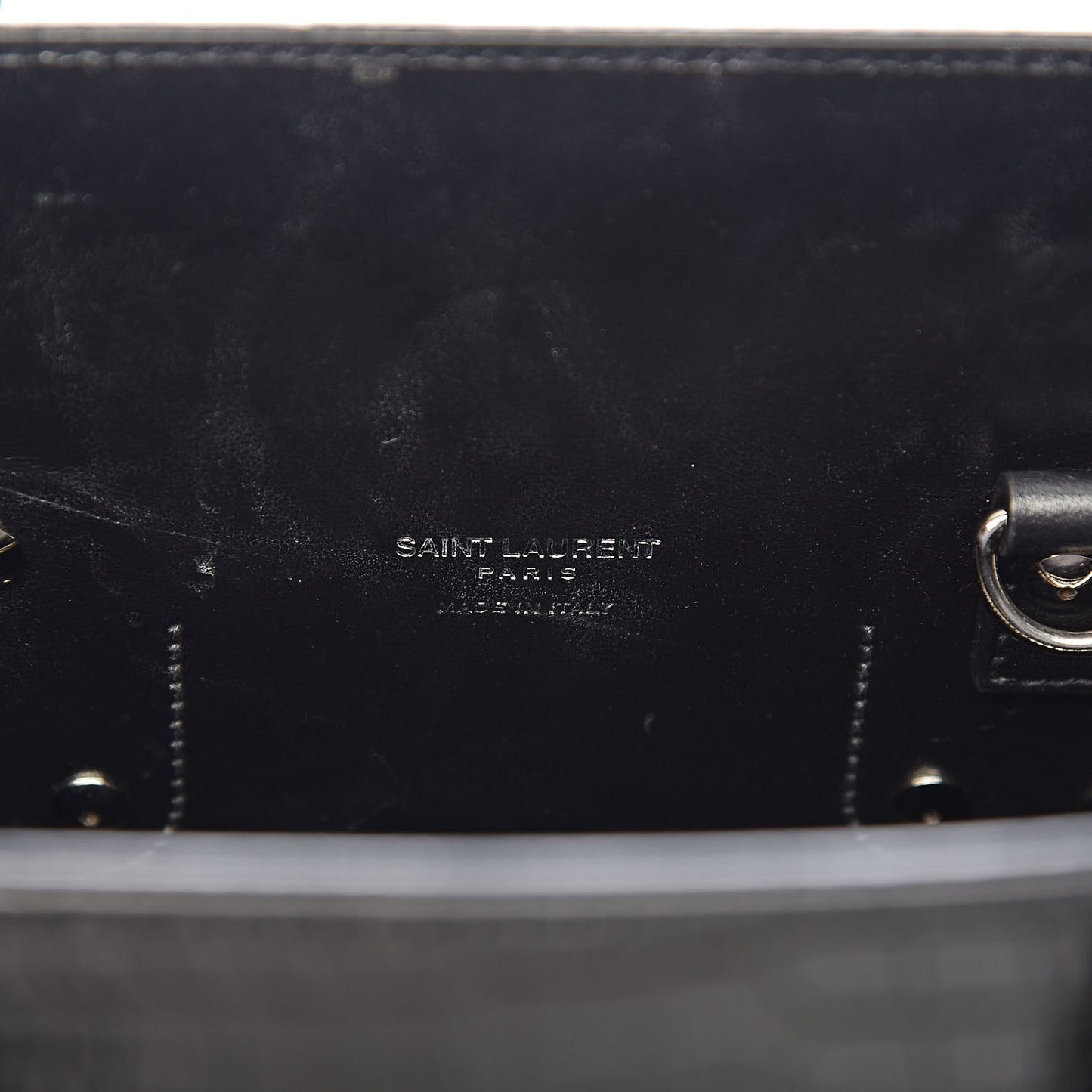 Calfskin Crocodile Embossed Small Sac de Jour Black