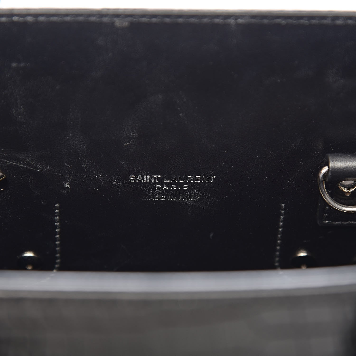 Saint Laurent Calfskin Crocodile Embossed Small Sac de Jour Black 6 of 15
