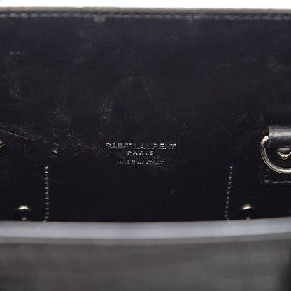 Saint Laurent Calfskin Crocodile Embossed Small Sac de Jour Black 6 of 15