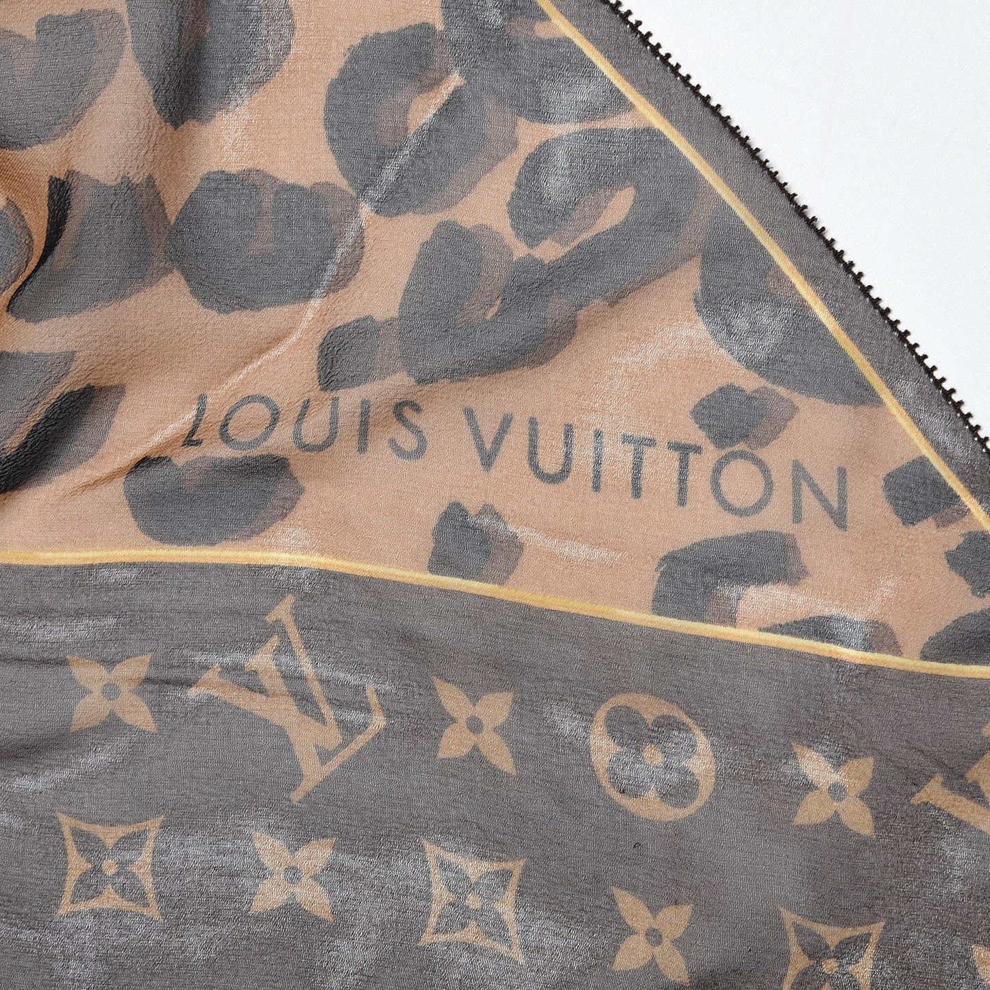 Silk Crepe Leopard Monogram Scarf