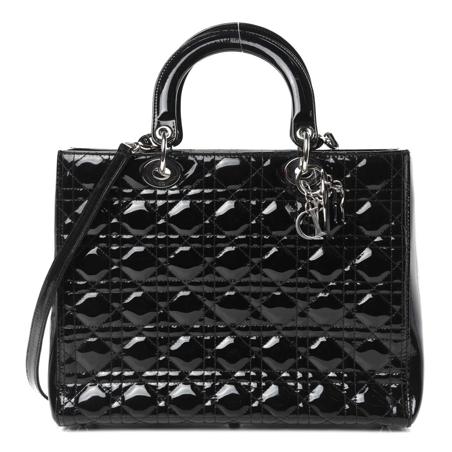 Patent Cannage Large Lady Dior Black