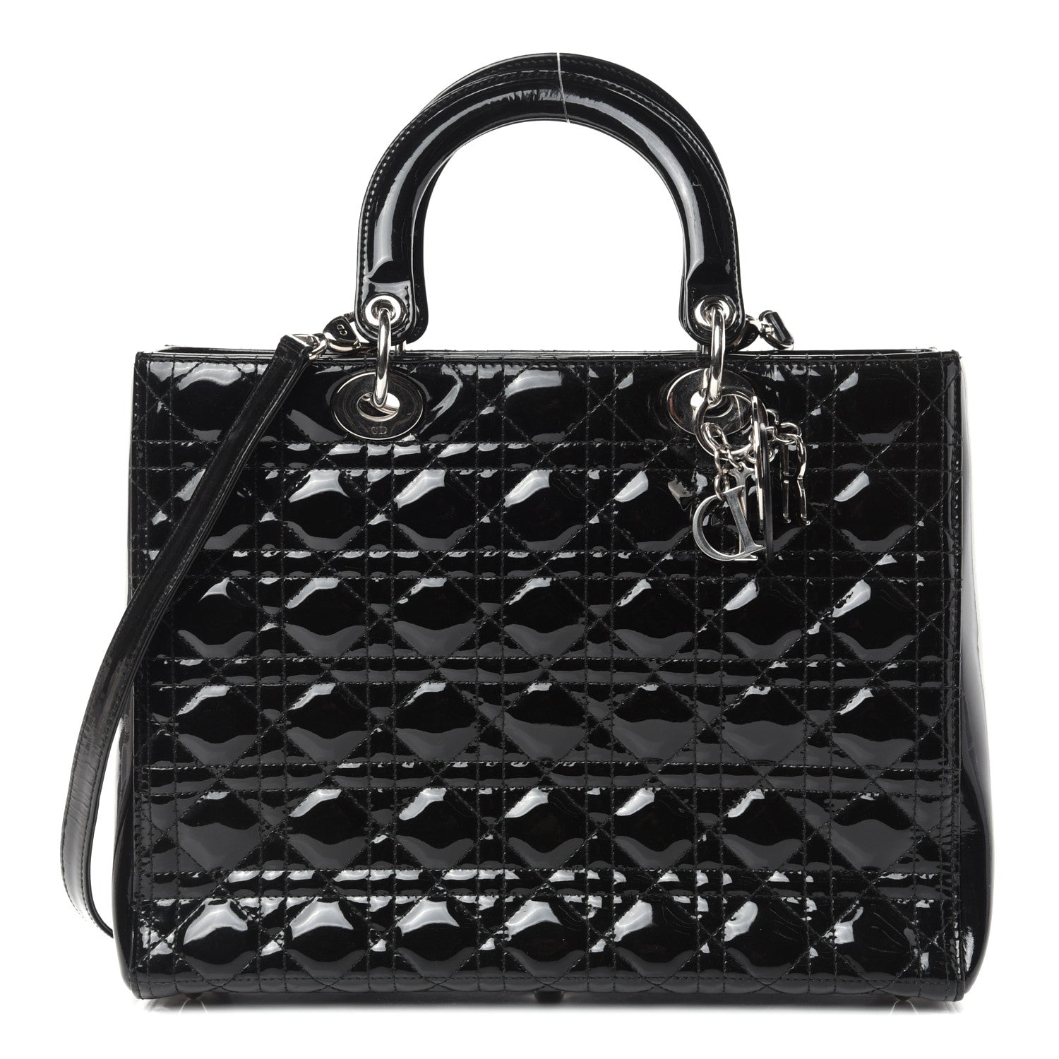 Christian Dior Patent Cannage Large Lady Dior Black 1 of 10