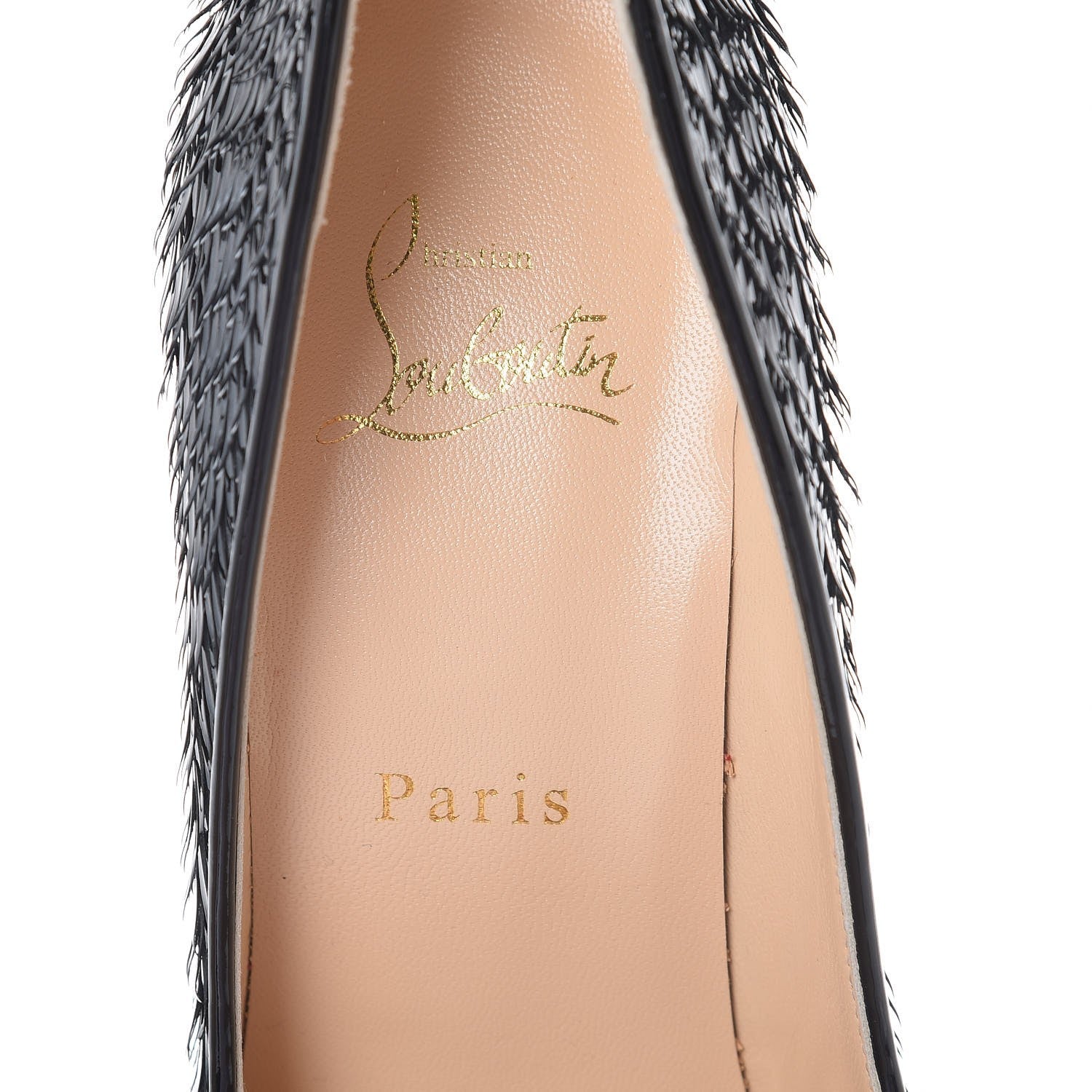 Christian Louboutin Patent Pigalle Follies Fringed Crow 100 Pumps 37.5 Black 7 of 8