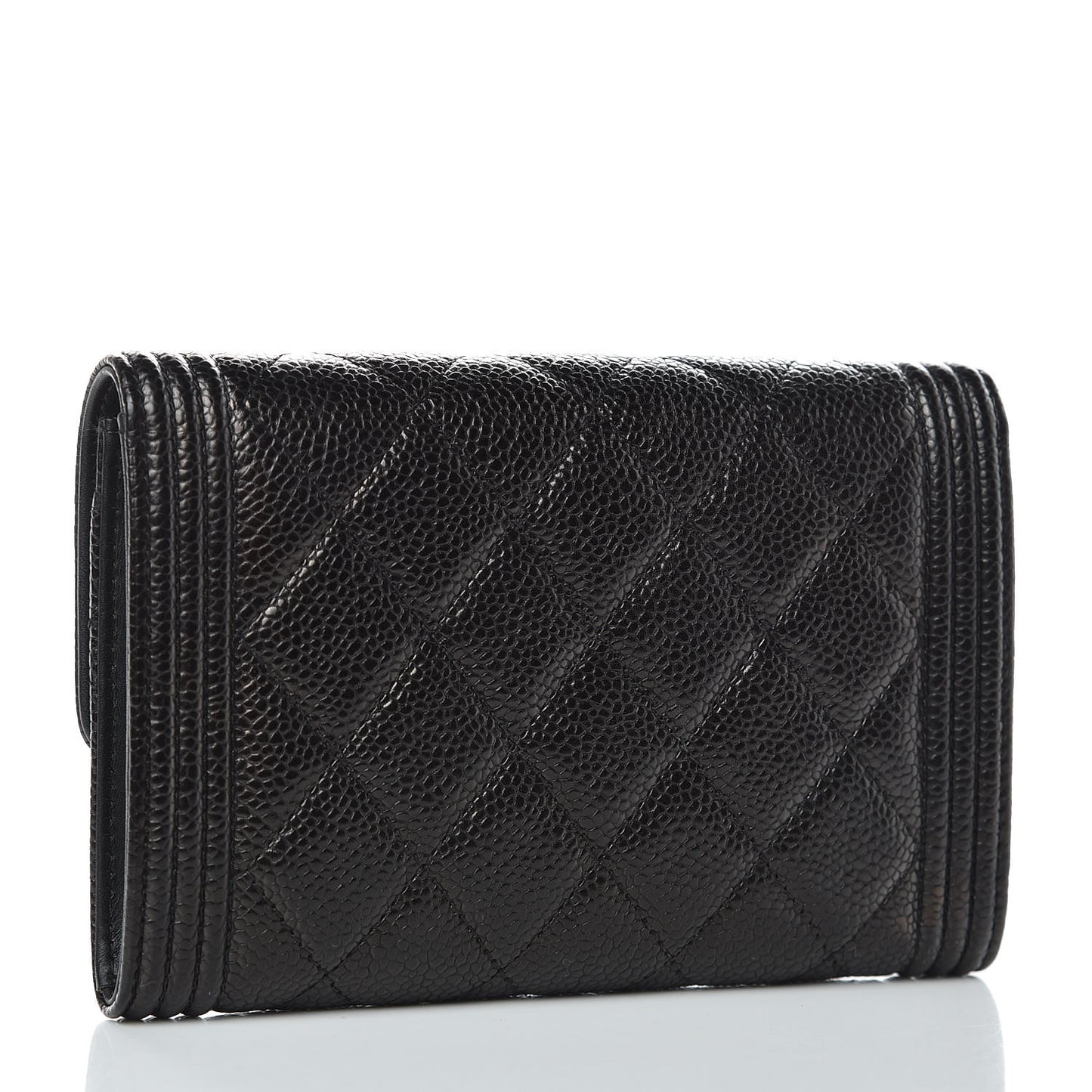 Caviar Quilted Medium Boy Flap Wallet Black