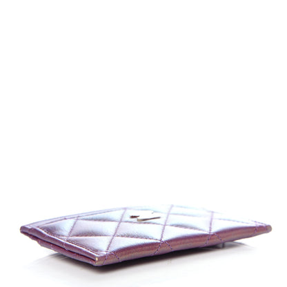 Chanel Iridescent Lambskin Quilted Card Holder Purple 4 of 8