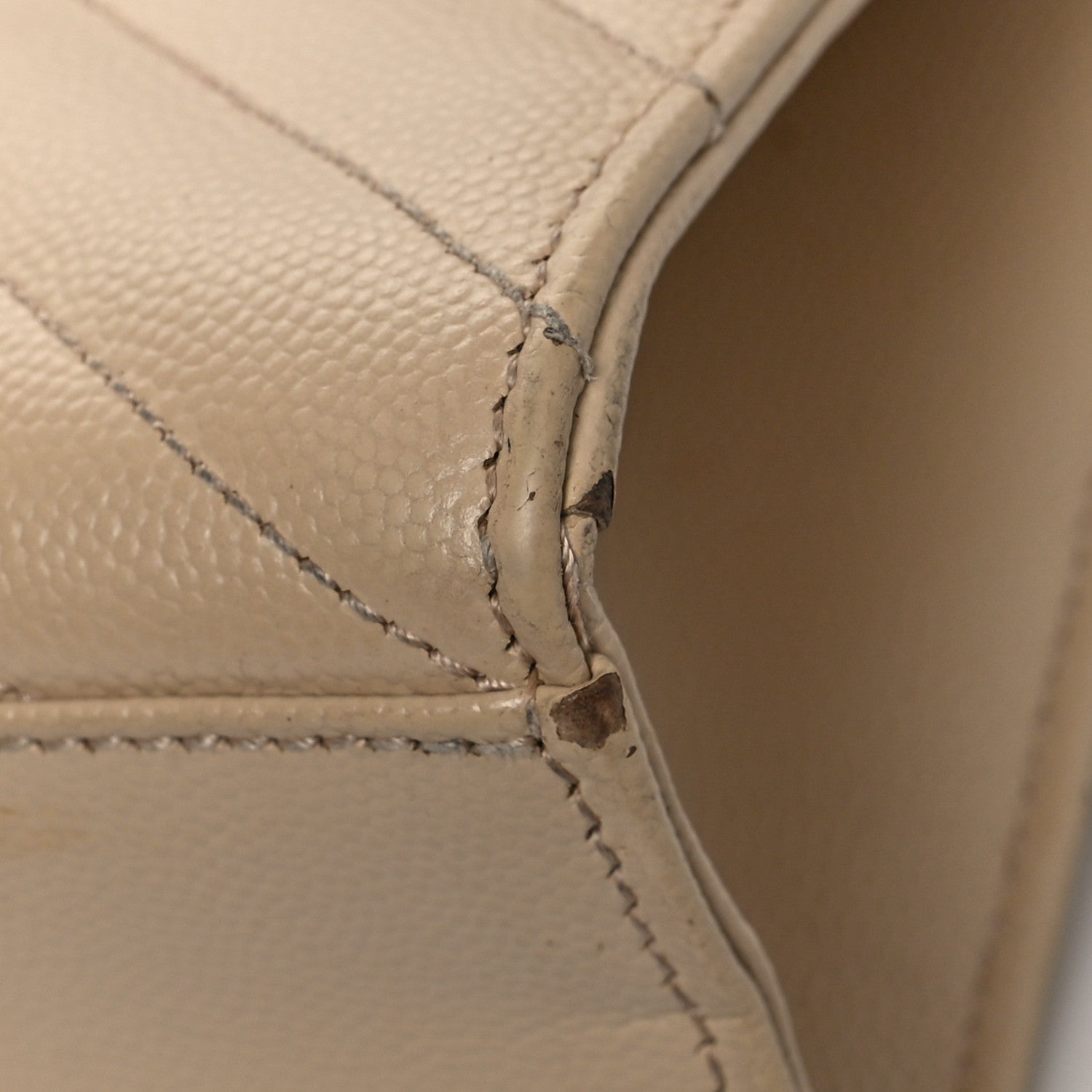 Saint Laurent Grain De Poudre Matelasse Chevron Large Monogram Satchel Dark Beige 11 of 14