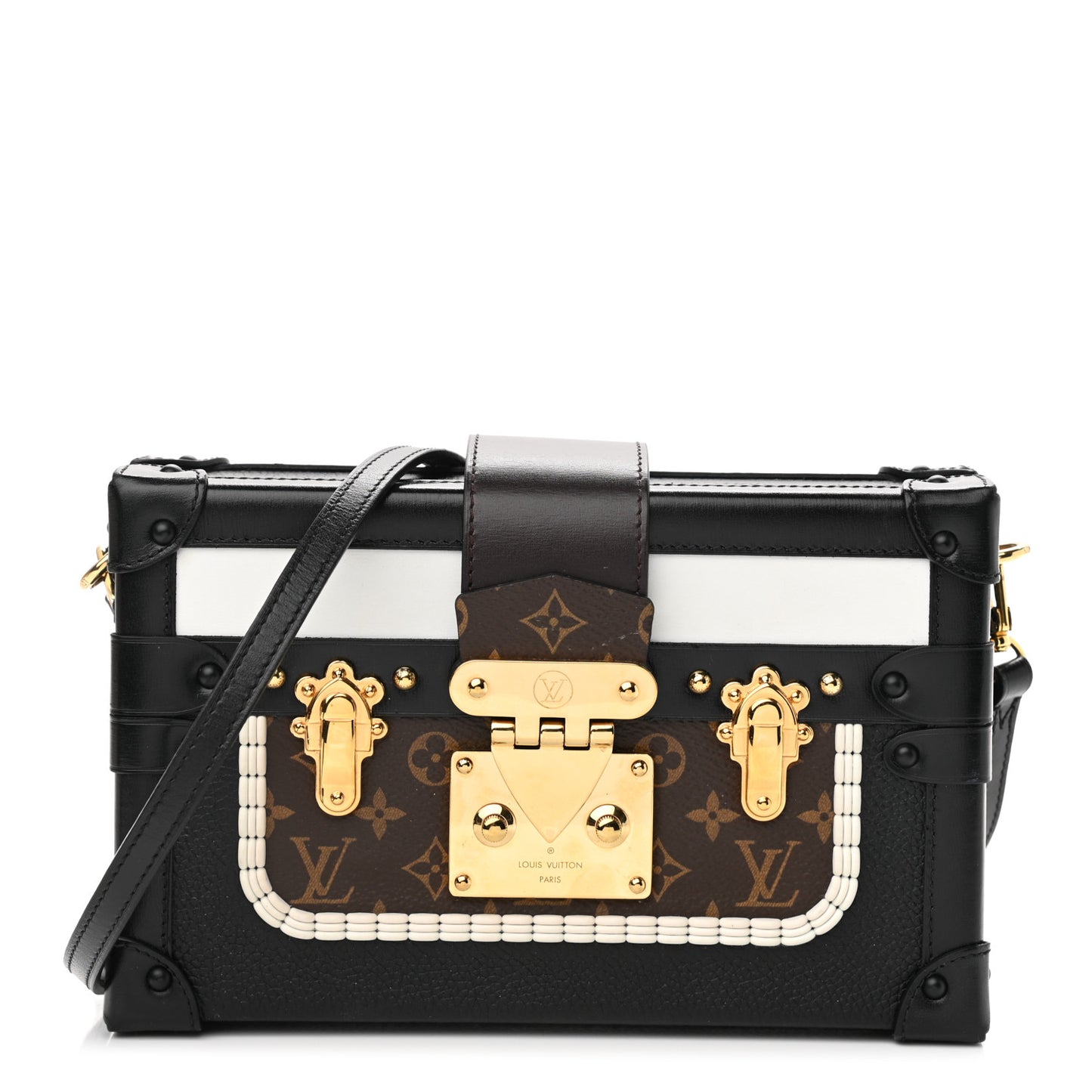 Monogram Calfskin Petite Malle Black White