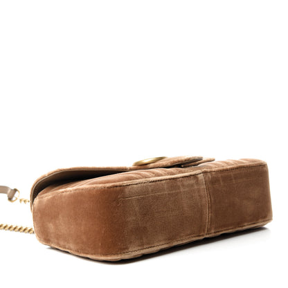 Gucci Velvet Matelasse Small GG Marmont Shoulder Bag Taupe 4 of 10