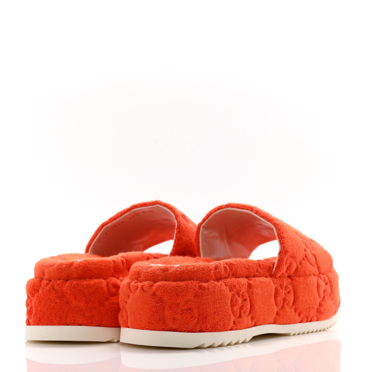 Terry Cloth GG Monogram Angelina Platform 55mm Slide Sandals 38.5 Deep Orange