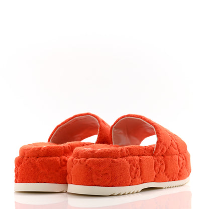 Gucci Terry Cloth GG Monogram Angelina Platform 55mm Slide Sandals 38.5 Deep Orange 4 of 11
