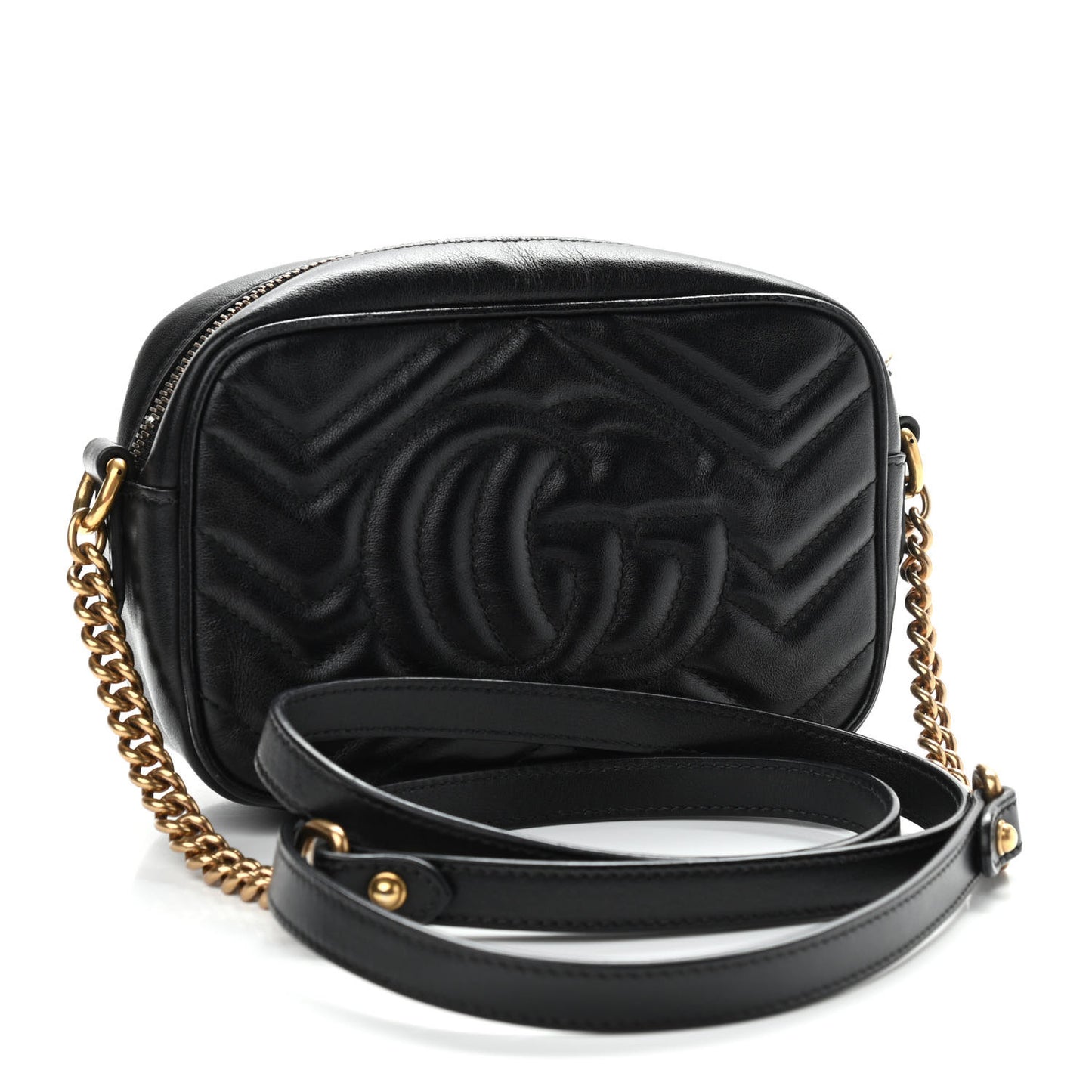 Calfskin Matelasse Mini GG Marmont Chain Shoulder Bag Black