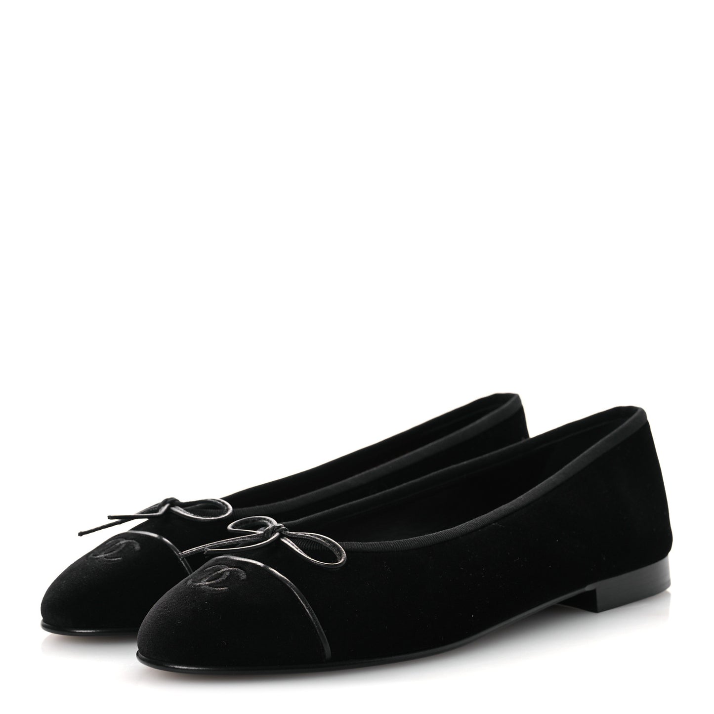 Velvet Cap Toe Ballerina Flats 40 Black