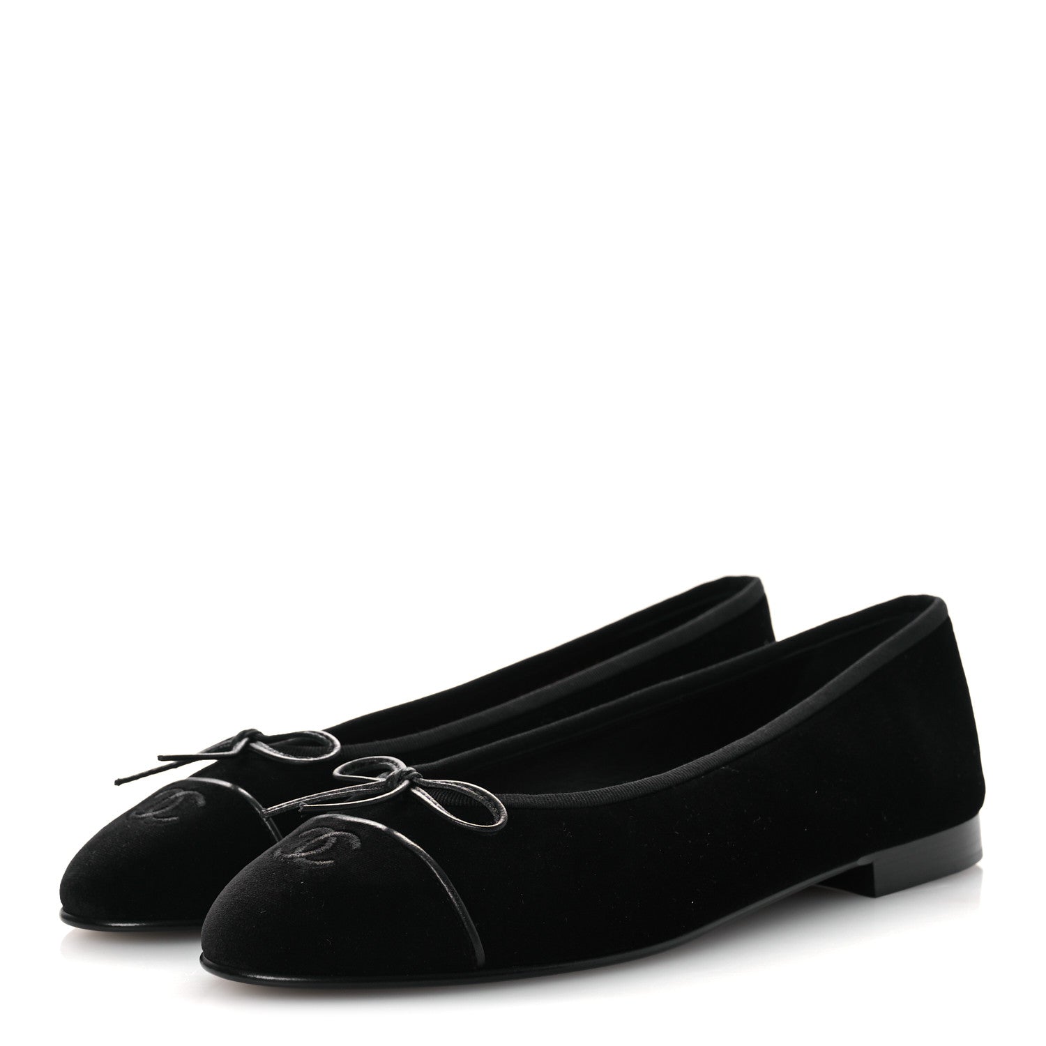 Chanel Velvet Cap Toe Ballerina Flats 40 Black 4 of 12