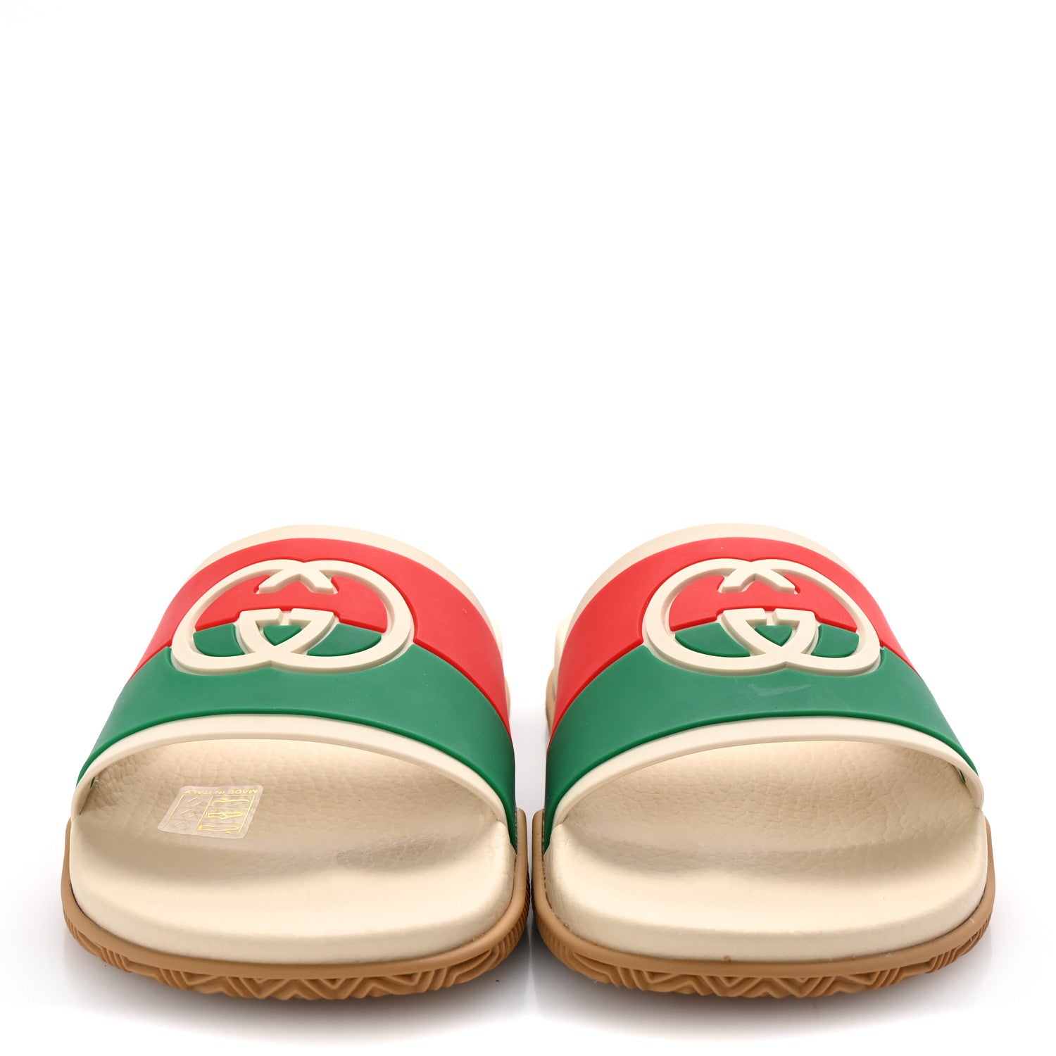 Gucci Rubber Web Womens Interlocking G Slide Sandals 37 Mystic White Green Red 3 of 9