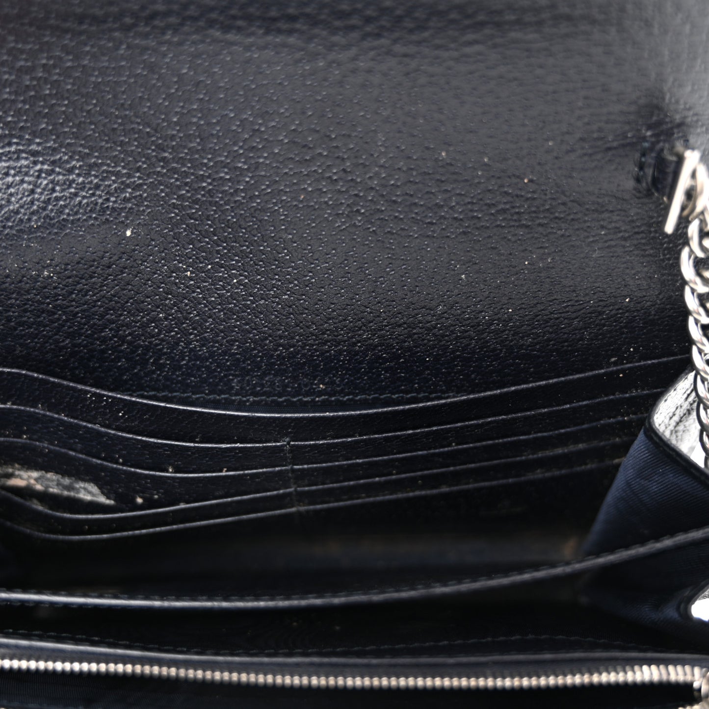 GG Supreme Monogram Textured Dollar Calfskin Mini Dionysus Chain Wallet Beige Blue